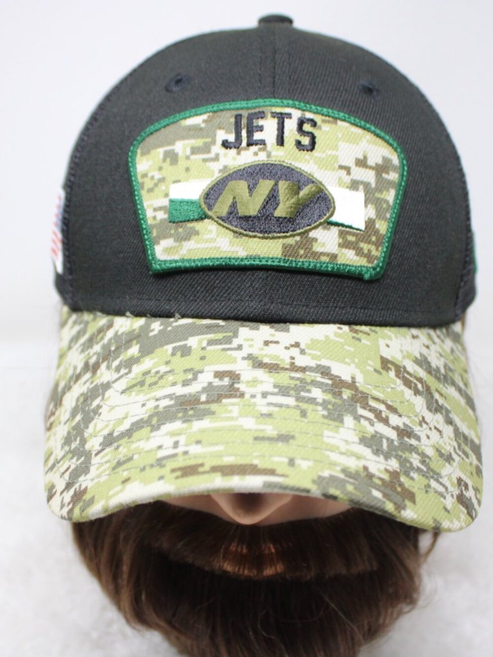 NY Jets Hat Adult Snapback Black/Green Camo Salute to Service New Era 9Forty Cap